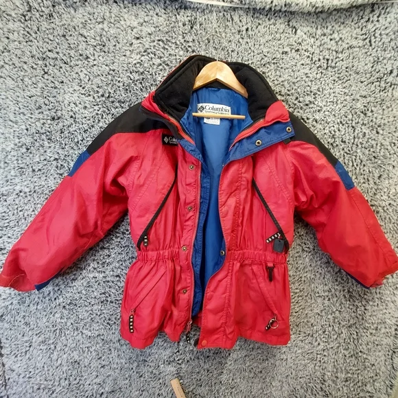 Columbia Sportswear Company Raincoat Kids 10/12 Red Doubled - Picture 1 of 9